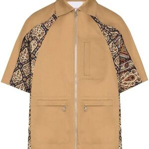 Men's Beige and Patterned Shirt Jacket
